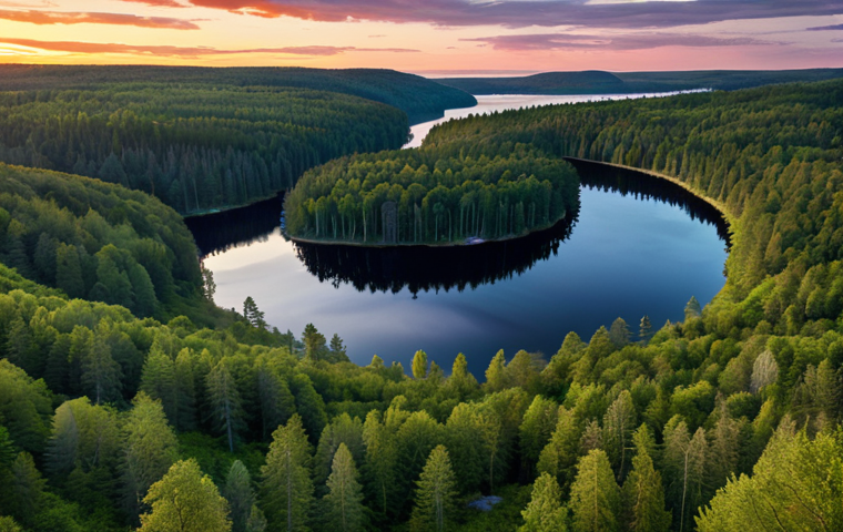 **AI-generated landscape image:** A serene Swedish landscape featuring a tranquil lake surrounded by lush green forests under a vibrant sunset. The style should resemble a professional stock photo, suitable for commercial use on platforms like Shutterstock.